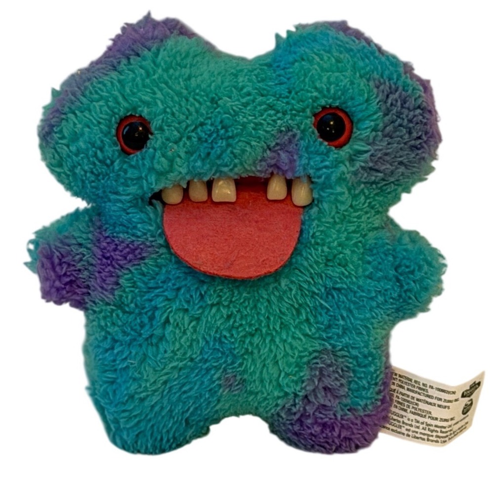 Zuru Fuggler Funny Ugly Monster Teal Purple Plush Toy Realistic Teeth Small
